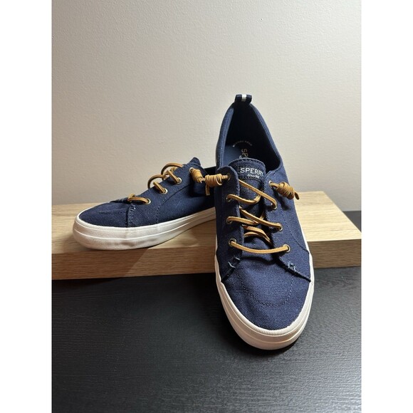 SPERRY Shoes - Sperry Crest Vibe Shoes Womens Sz 9.5M Blue White Canvas Sneakers Slip Ons